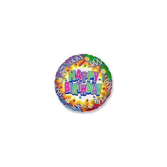 Шарик круглый, диаметр 45 см с надписью Happy Birthday. 