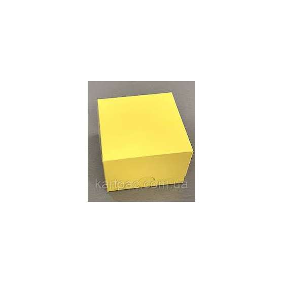 Коробка для кондитерських виробів 110*110*80 (БІЛА) жовта